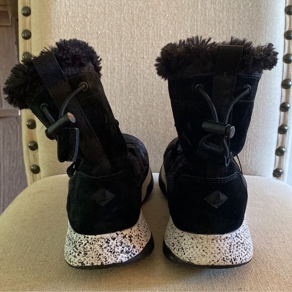 Sperry Women’s Seas Submariner Boots Wool Leather Black White Size 8 - Picture 9 of 11